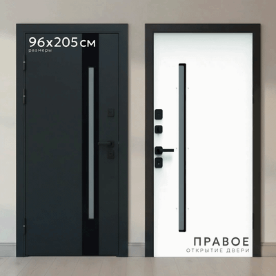 Входная дверь Guard Inox Black 2 96x205 правая (Ral 7016/экосатин белый)