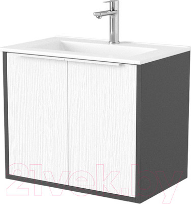 Тумба под умывальник Дабер 018 WeltWasser Deilbach 7517-60 / Т18.6W.0.20Б (белый древесный/серый/ручка белая)