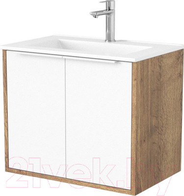 Тумба под умывальник Дабер 018 WeltWasser Deilbach 7517-60 / Т18.6W.0.21Б (дуб галифакс/белый/ручка белая)