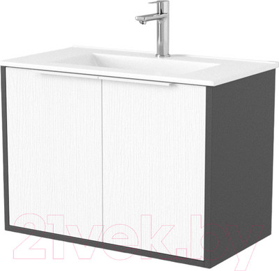 Тумба под умывальник Дабер 018 WeltWasser Deilbach 7517-70 / Т18.7W.0.20Б (белый древесный/серый/ручка белая)