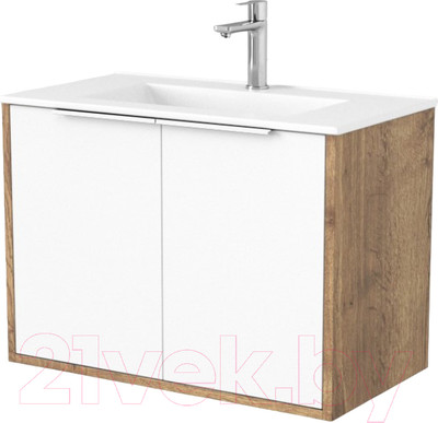 Тумба под умывальник Дабер 018 WeltWasser Deilbach 7517-70 / Т18.7W.0.21Б (дуб галифакс/белый/ручка белая)
