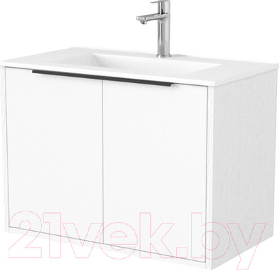 Тумба под умывальник Дабер 018 WeltWasser Deilbach 7517-70 / Т18.7W.0.5Ч (белый древесный/ручка черная)