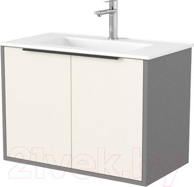 Тумба под умывальник Дабер 018 WeltWasser Deilbach 7517-70 / Т18.7W.0.19Ч (бежевый/серый/ручка черная)
