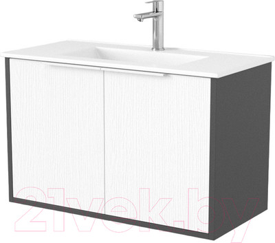 Тумба под умывальник Дабер 018 WeltWasser Deilbach 7517-80 / Т18.8W.0.20Б (белый древесный/серый/ручка белая)