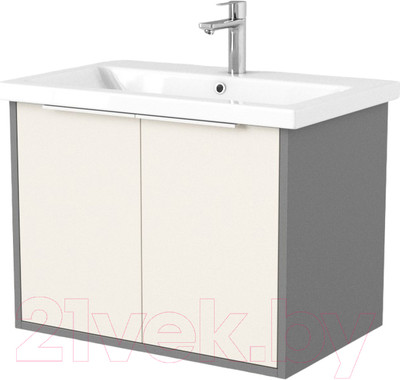 Тумба под умывальник Дабер 018 Cersanit Como 70 / Т18.7С.0.19Б (бежевый/серый/ручка белая)