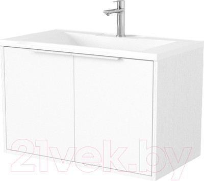 Тумба под умывальник Дабер 018 Andrea Elen 80 / Т18.8А.0.5Б (белый древесный/ручка белая)