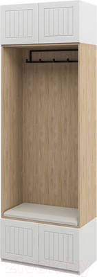 Секция в прихожую Мебель-Неман Отис МН-039-17 П7 (белый/белый полоска)