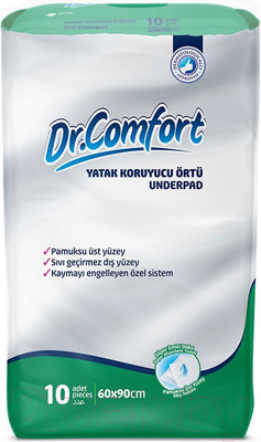 Набор пеленок одноразовых впитывающих Dr. Comfort 60x90 (10шт)