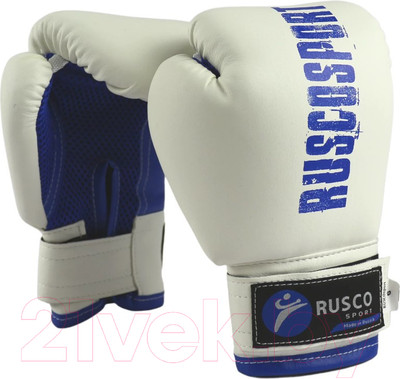 Боксерские перчатки RuscoSport 8oz (белый/синий)