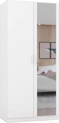 Шкаф Интермебель Марсель 580 1 зеркало / МР-06 (белый премиум)