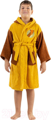 Халат детский Minteks Махровый ТВ06-1 (р-р 34/134-140, желтый)