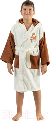 Халат детский Minteks Махровый ТВ06-3 (р-р 34/134-140, молочный)