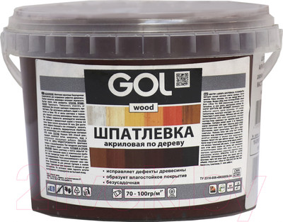Шпатлевка готовая GOL Wood Мастер по дереву акриловая (620г, махагон)