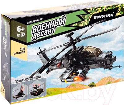 Конструктор Bondibon Военный десант вертолет / ВВ6132 (230эл)