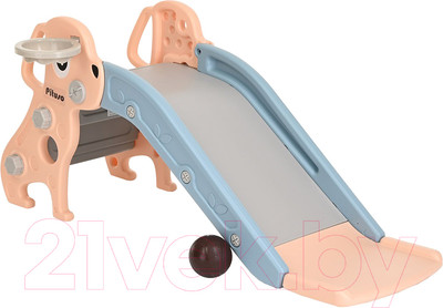 Горка-комплекс Pituso Мопсик с баскетбольным кольцом / FE-HT-XG0-beige