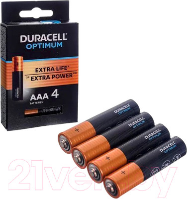 Комплект батареек Duracell LR03 AAA Optimum 1.5В (4шт)