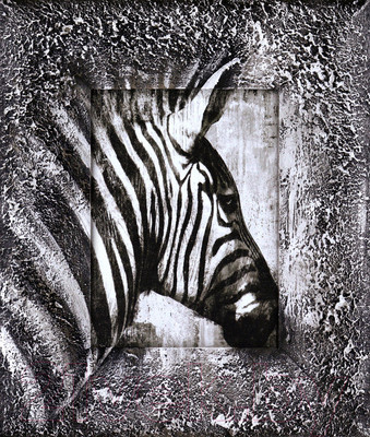 Картина Декарт Зебра африканский этностиль 8Л3701  (в раме)