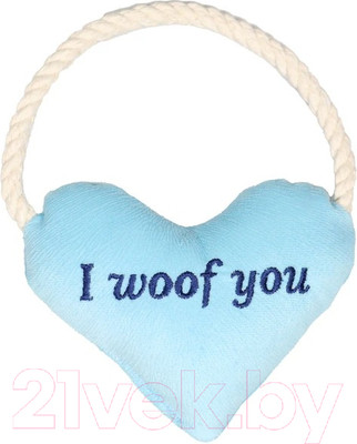 Игрушка для собак Mr. Kranch Сердечко с канатом и пищалкой / MKR80268 (голубой)