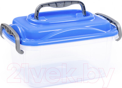 Контейнер для хранения Полесье №55 с крышкой / 73297 (8.6л, бесцветный/синий)