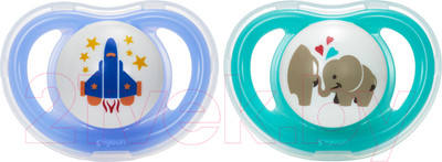 Набор пустышек Pigeon MiniLight Ракета и слоники 6+ мес / 78245 (M, 2шт)