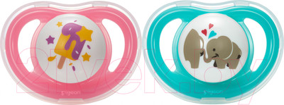 Набор пустышек Pigeon MiniLight Эскимо и слоники 6+ мес / 78248 (M, 2шт)