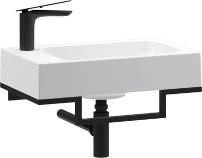 Умывальник Belux Темпо-1 HR1240 (черный, с каркасом, сифоном, донным клапаном)