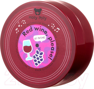 Патчи под глаза Holly Polly Гидрогелевые с гиалуроновой кислотой и экстракт красного вина (60шт)