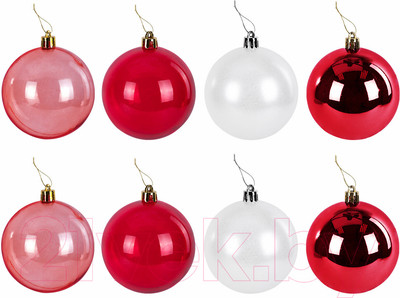 Набор шаров новогодних Золотая сказка Eden Colors / 591982 (8шт, красный/жемчужный)