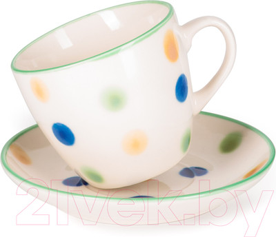 Кружка с блюдцем Fissman 14147 (фарфор)