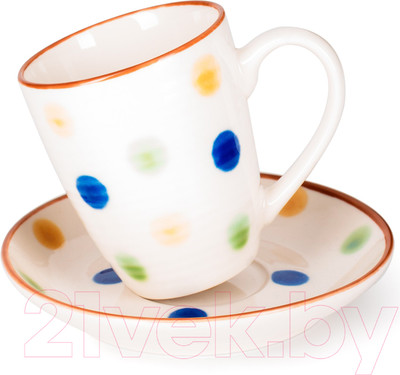 Кружка с блюдцем Fissman 14148 (фарфор)