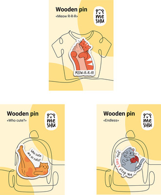 Набор значков Meshu For Cat Lovers / MS_54879 (3шт)