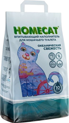 Наполнитель для туалета Homecat Океаническая свежесть Впитывающий / 81099 (10л/5кг)
