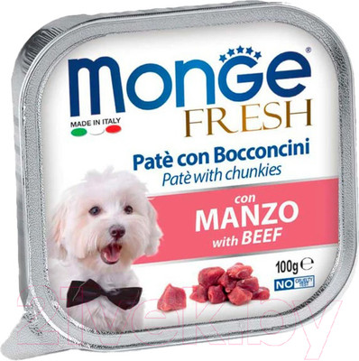 Влажный корм для собак Monge Fresh с говядиной, ламистер (100г)