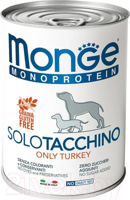 Влажный корм для собак Monge Monoprotein с индейкой (400г)