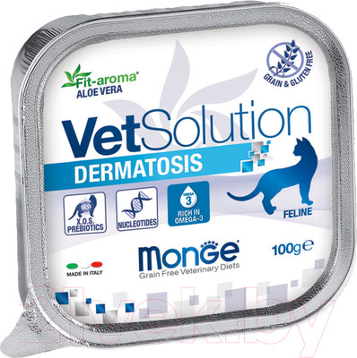 Влажный ветеринарный корм для кошек Monge Vet Solution Dermatosis (100г)