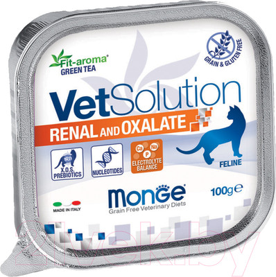 Влажный ветеринарный корм для кошек Monge Vet Solution Renal and Oxalate (100г)