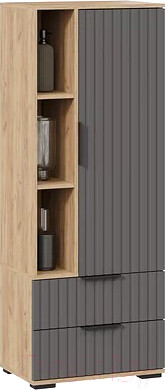 Шкаф-пенал ТриЯ Хилтон исп.2 (дуб крафт золотой/графит матовый)