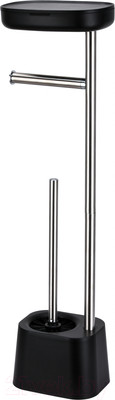 Стойка для туалетной бумаги с ершиком Caspian 90025 (черный)