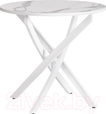 Обеденный стол Tetchair Manzana 80x80x75 (мрамор светлый/белый)