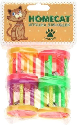 Набор игрушек для кошек Homecat Барабаны пластиковые с колокольчиком / 72360