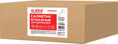 Бумажные салфетки Laima Premium 17x15.5см / 112509 (30x100шт, белый)