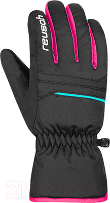 Перчатки лыжные Reusch Alan Junior / 6361115-7003 (р-р 3, Blck/Blck/Pink Glo)