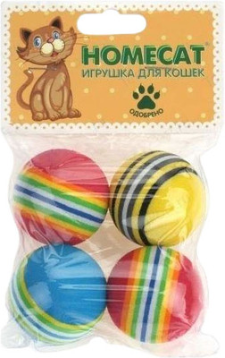 Набор игрушек для кошек Homecat Мячи радужные Гремящие / 72358