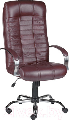 Кресло офисное Деловая обстановка Атлант Хром кожа люкс (бордовый)