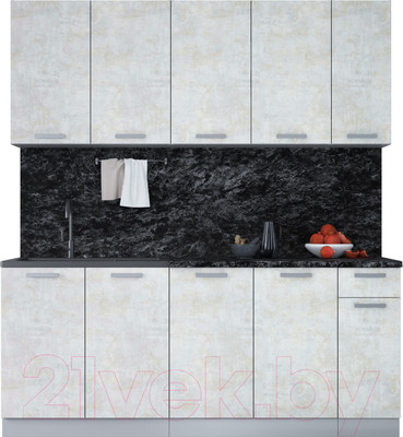 Кухонный гарнитур Interline Мила Лайт 1.9 (бетон лайт/бетон лайт/кастилло темный)