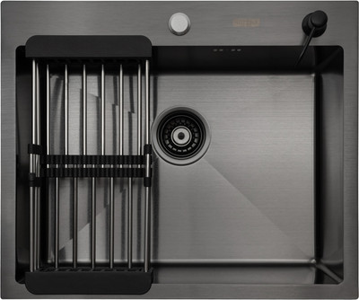 Мойка кухонная Arfeka Eco AR 60x50 + CL AR + DS AR (черный, с дозатором и коландером)