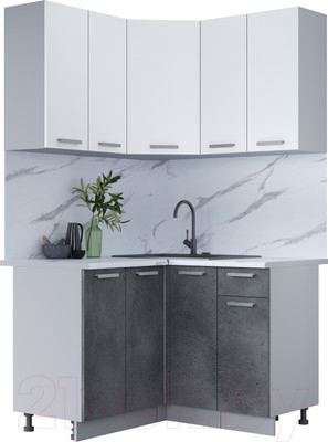 Кухонный гарнитур Интерлиния Мила Лайт 1.2x1.2 (белый платинум/бетон портленд/белый гранит)