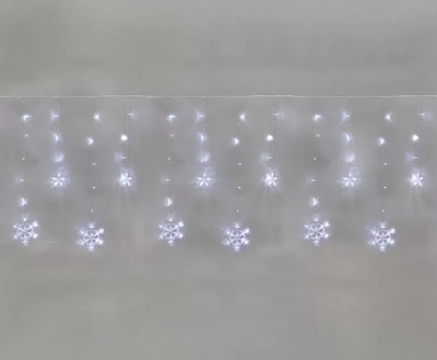 Световой занавес Neon-Night Бахрома со снежинками 255-075 (2.4x0.9м, белый)