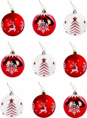 Набор шаров новогодних Золотая сказка Русская Зима / 591986 (9шт, красный/белый)