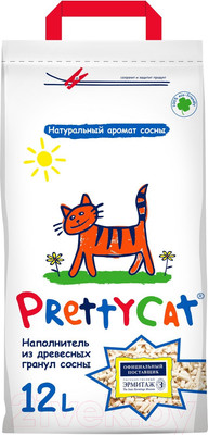 Наполнитель для туалета Prettycat Wood Granules Древесный / 620017 (4кг/12л)